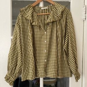 ISO Doen Seychelle Top -Olive Gingham
